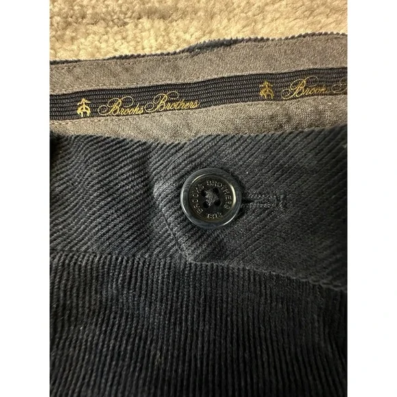 Brooks Brothers Clark Pants Mens Size 38x30 Corduroy Navy Blue Flat Front - Picture 3 of 13